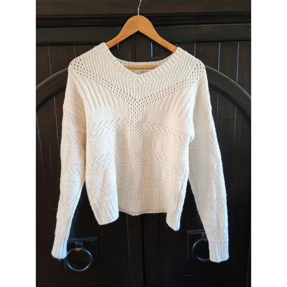 JOIE Sweaters - Joie women's Crew neck sweater cableknit cream wool cotton blend cottage core